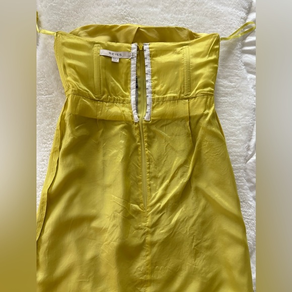 Reiss Strapless Silk Dress in Yellow and Gray Sz 6 - Picture 15 of 15